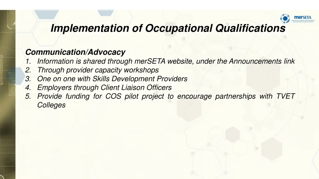 implementation of occupational qualifications