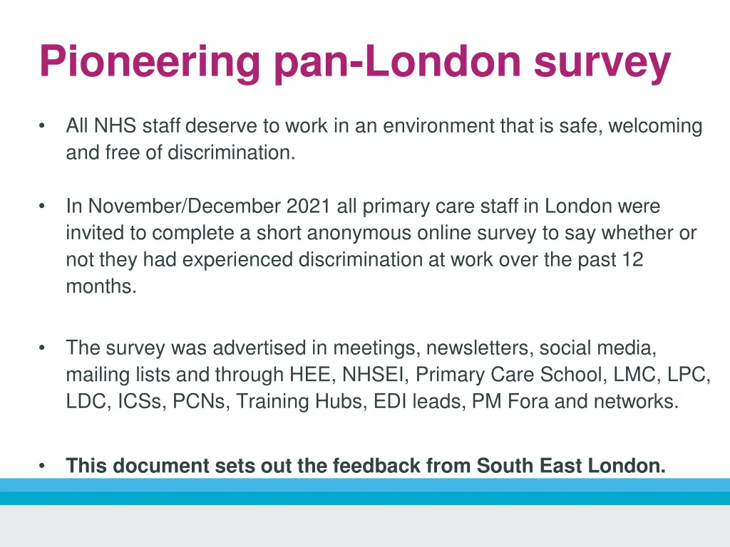 pioneering pan london survey