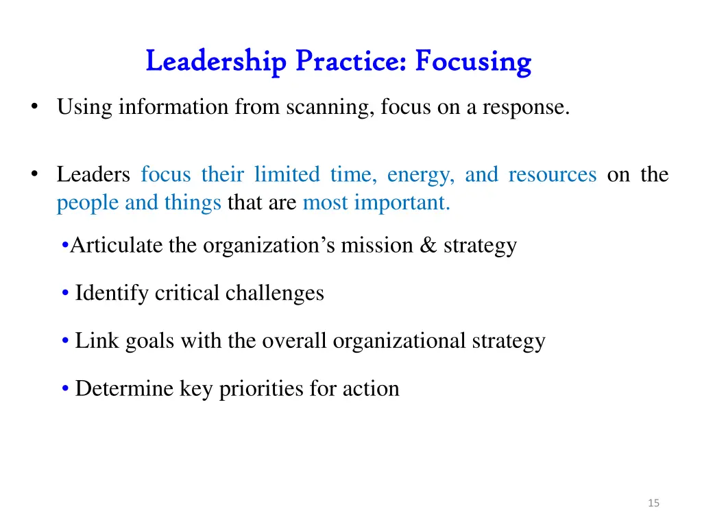 leadership practice focusing leadership practice