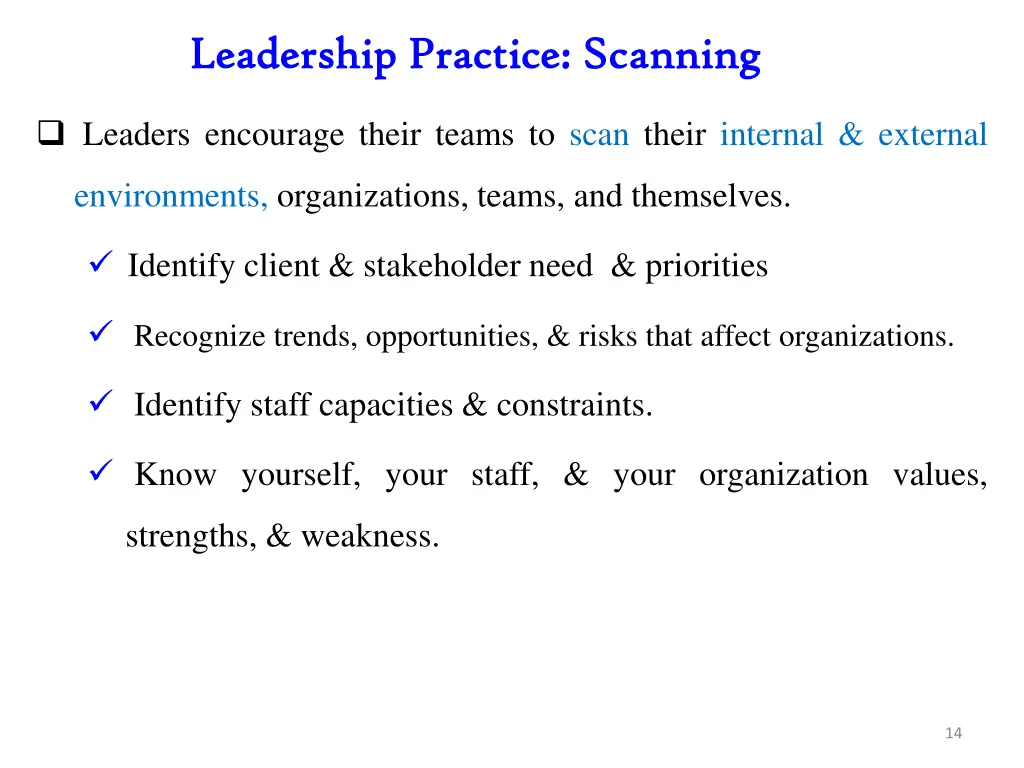 leadership practice scanning leadership practice