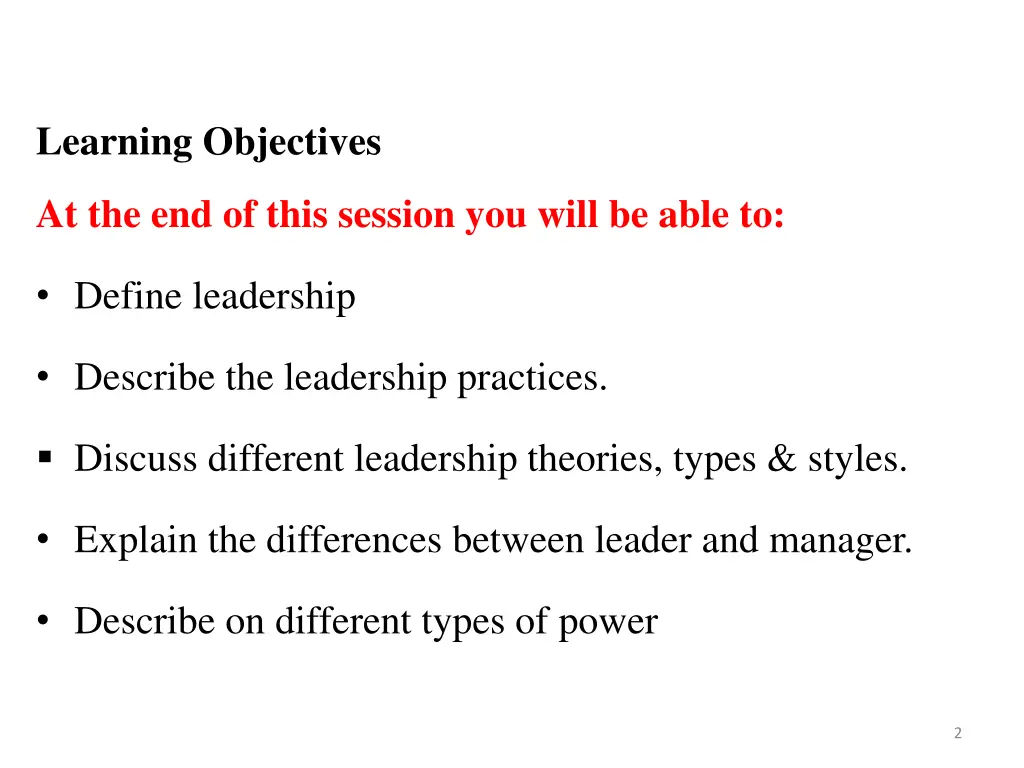 learning objectives