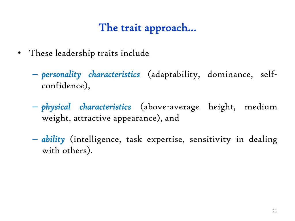 the trait approach the trait approach