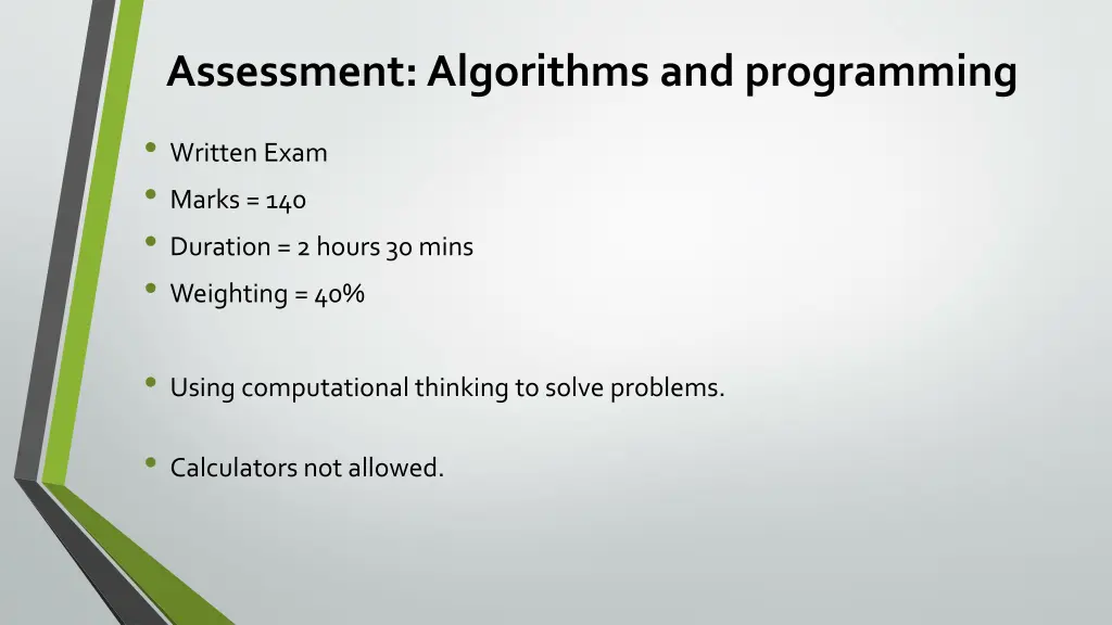 assessment algorithms and programming