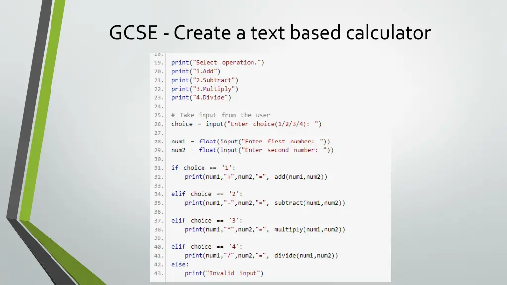 gcse create a text based calculator 1