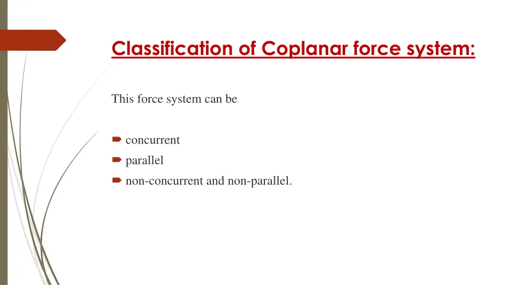 classification of coplanar force system