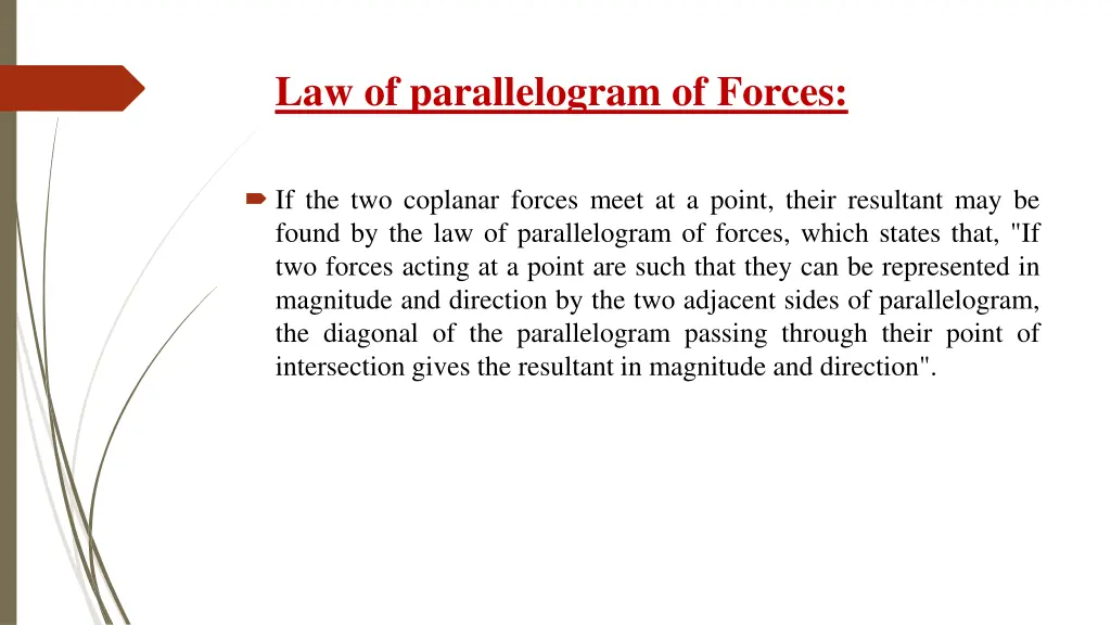 law of parallelogram of forces