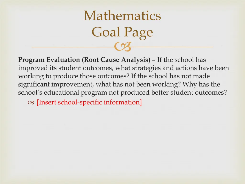 mathematics goal page 1