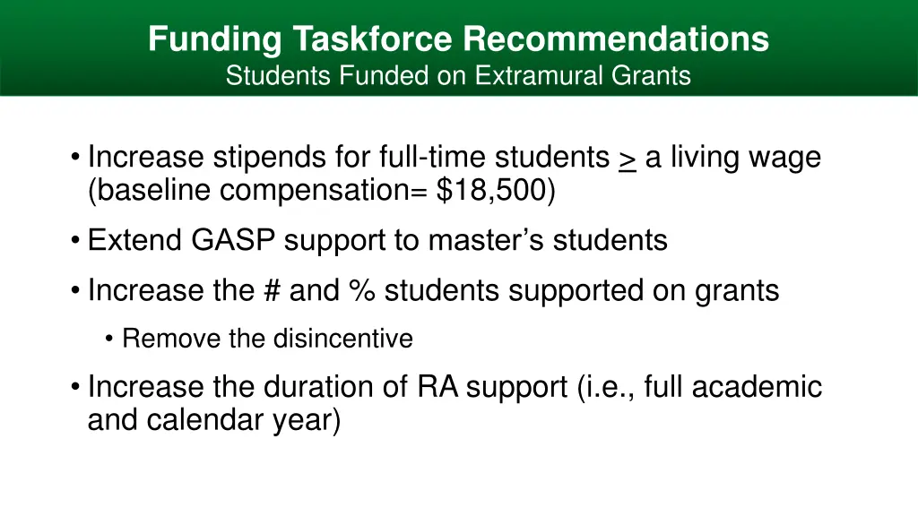 funding taskforce recommendations students funded