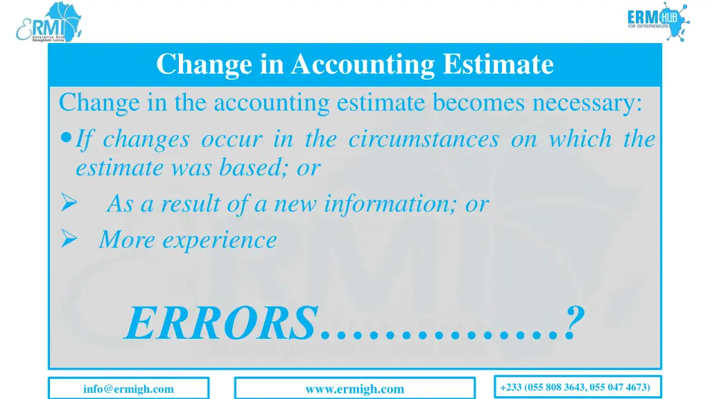 change in accounting estimate change