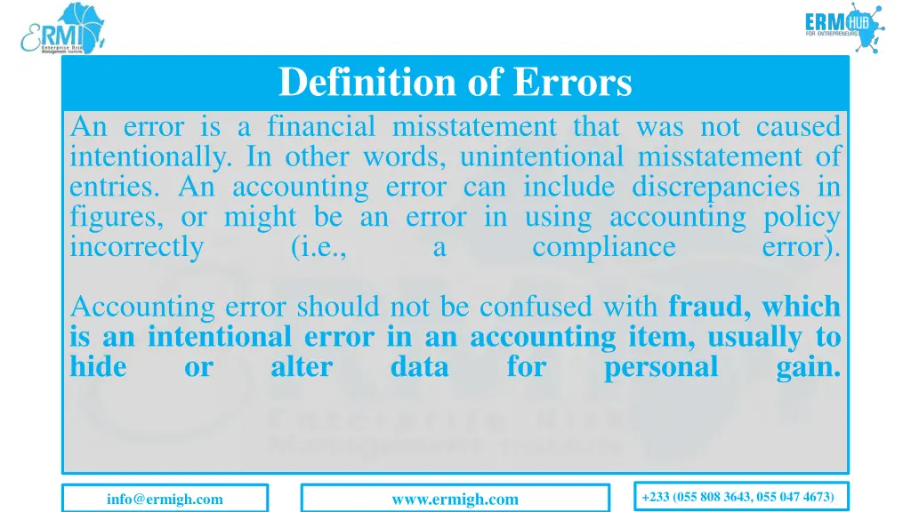 definition of errors