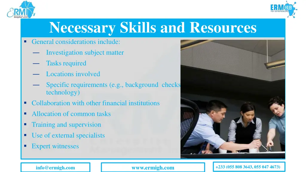 necessary skills and resources general