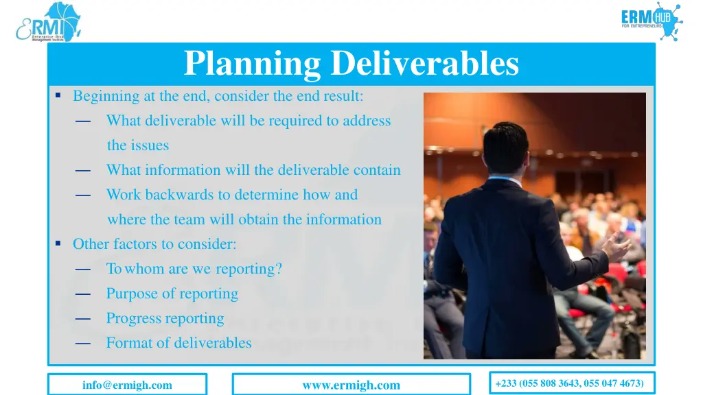 planning deliverables beginning