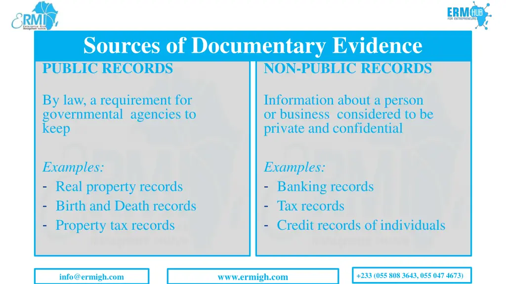 sources of documentary evidence public records