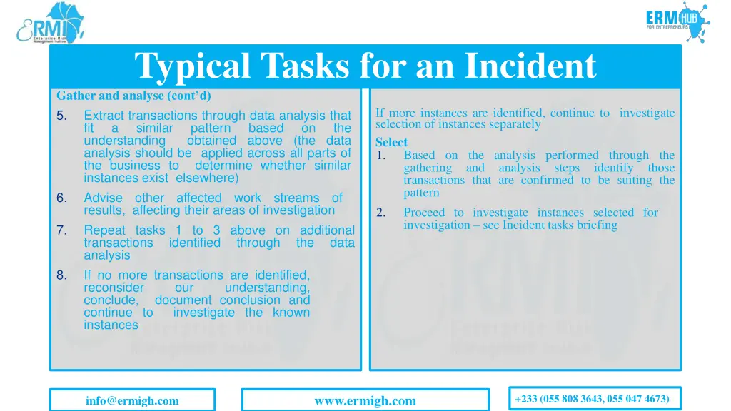 typical tasks for an incident gather and analyse 1