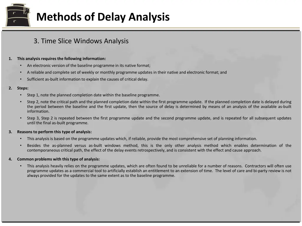 methods of delay analysis 11