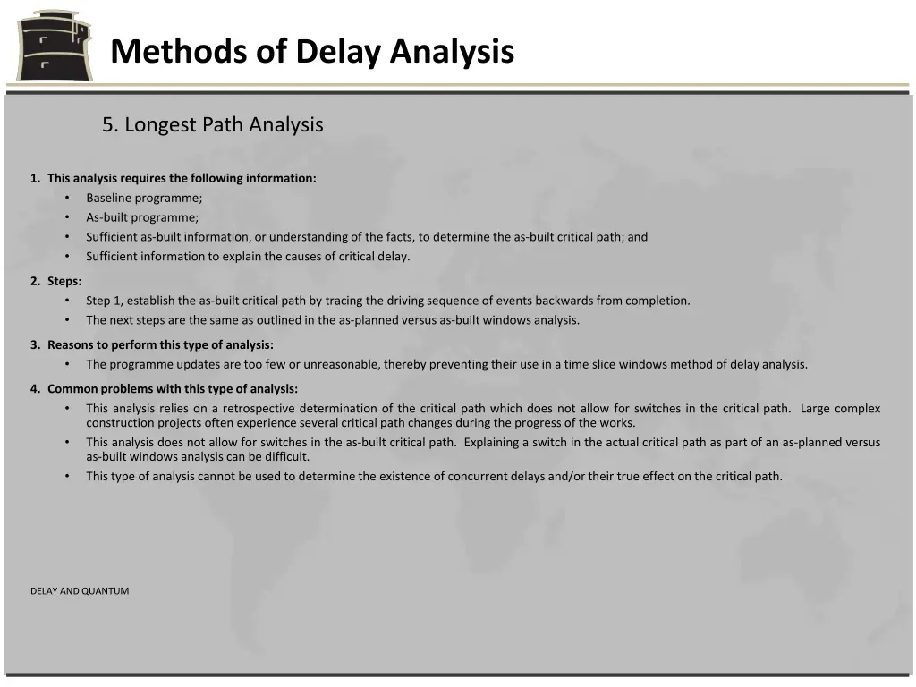 methods of delay analysis 21