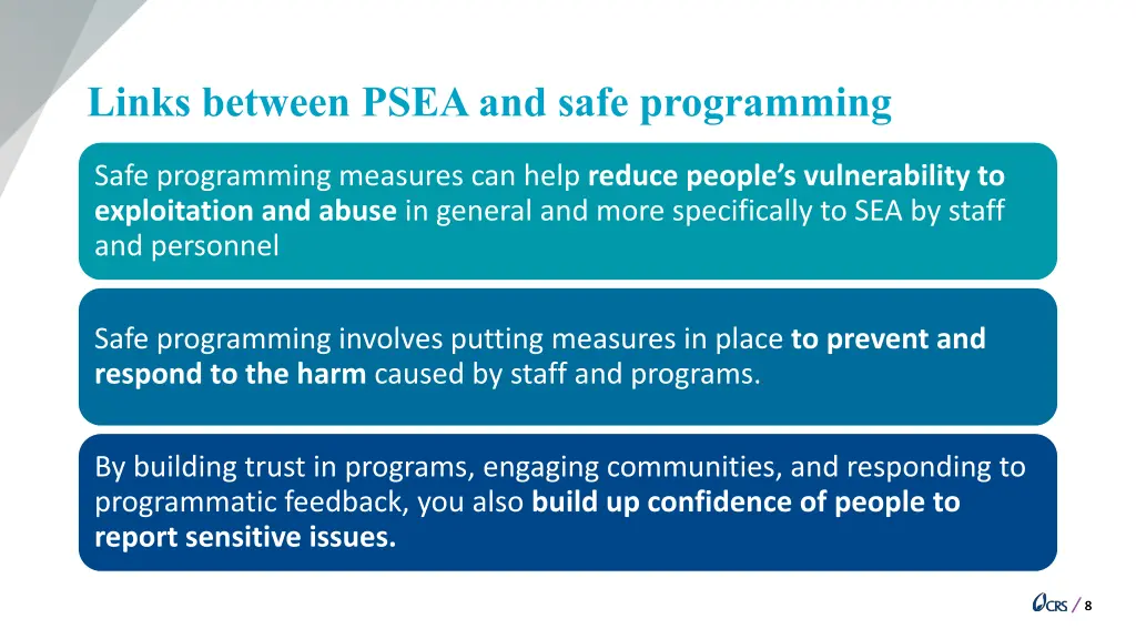 links between psea and safe programming