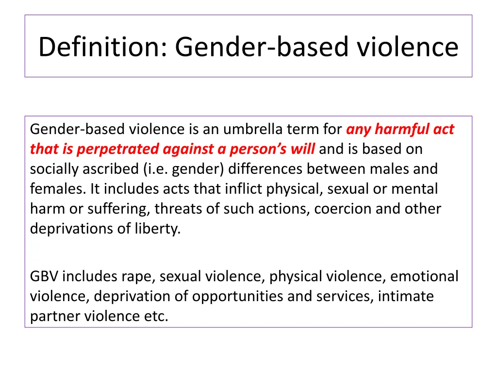 definition gender based violence