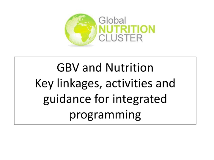 gbv and nutrition key linkages activities