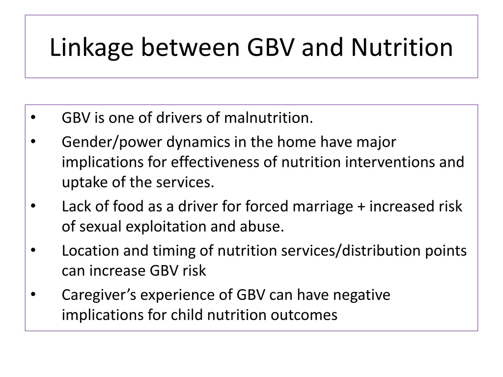 linkage between gbv and nutrition