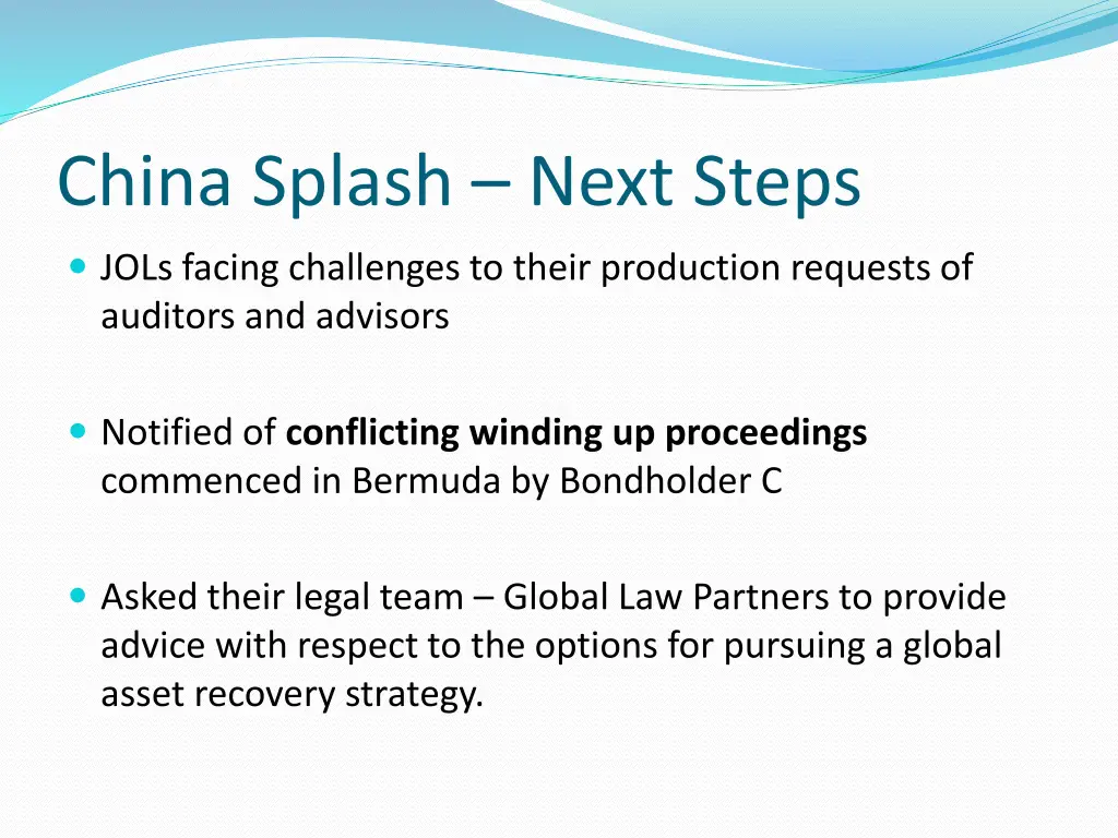 china splash next steps