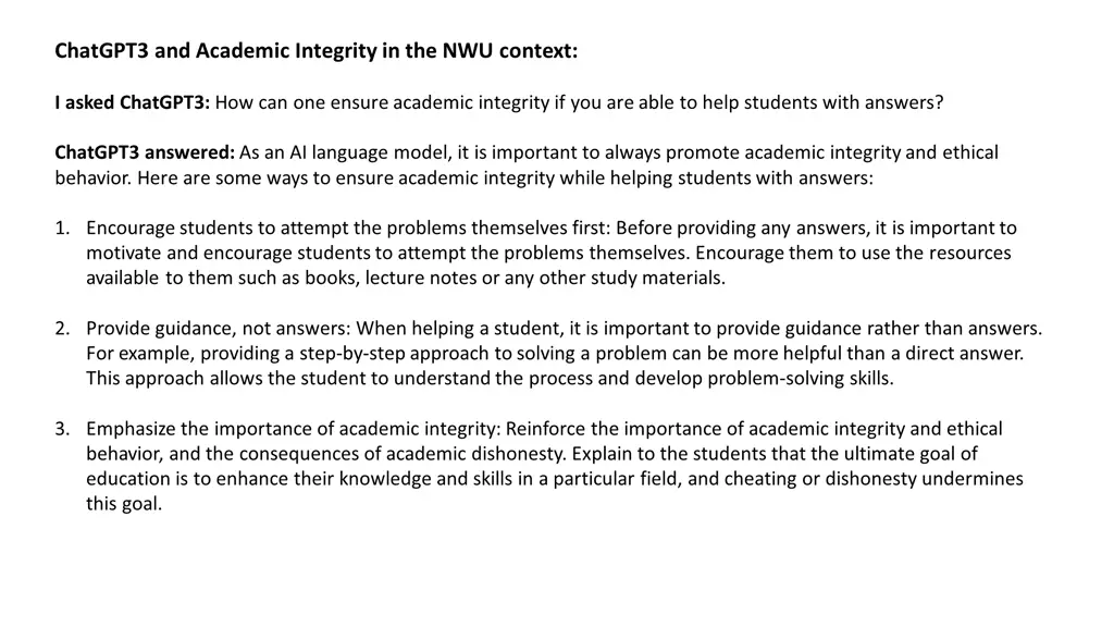 chatgpt3 and academic integrity in the nwu context