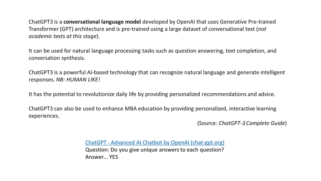 chatgpt3 is a conversational language model