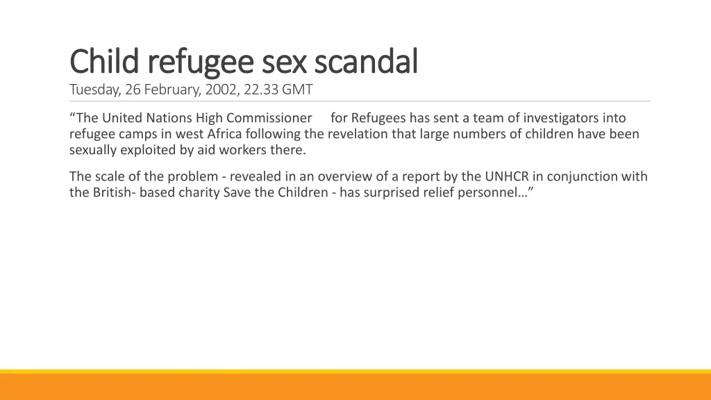 child refugee sex scandal child refugee