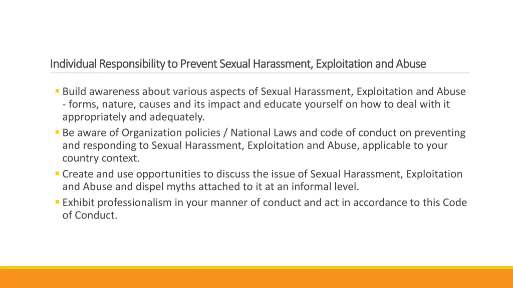 individual responsibility to prevent sexual