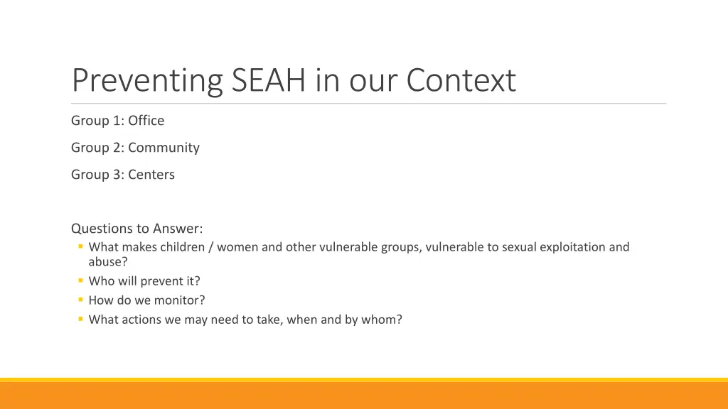 preventing seah in our context