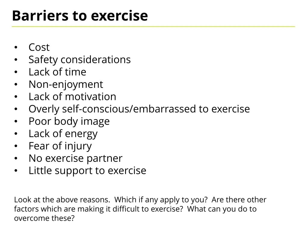 barriers to exercise 1