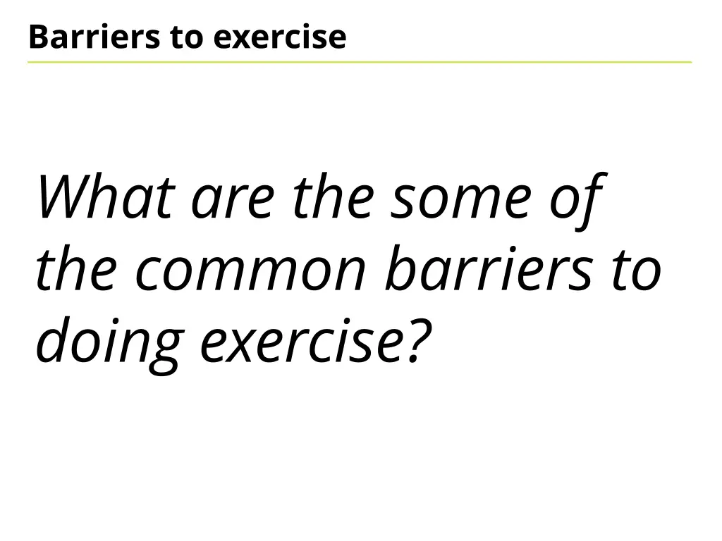 barriers to exercise