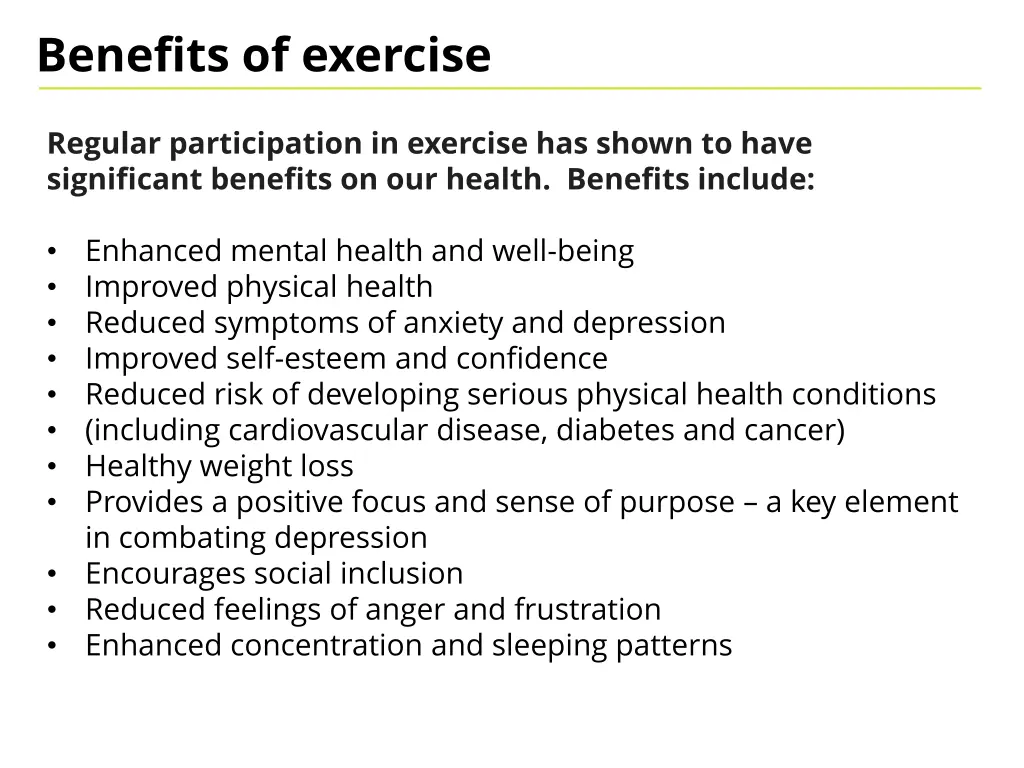 benefits of exercise