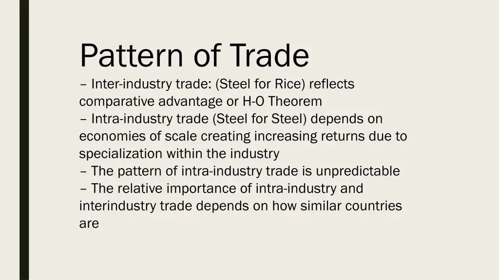 pattern of trade inter industry trade steel