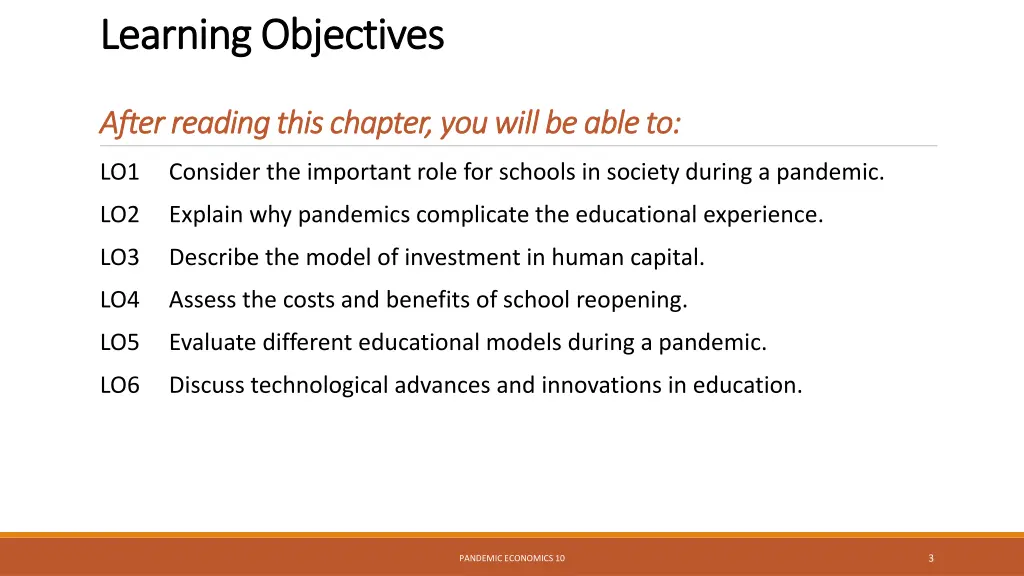 learning objectives learning objectives