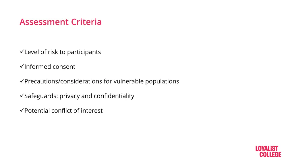 assessment criteria