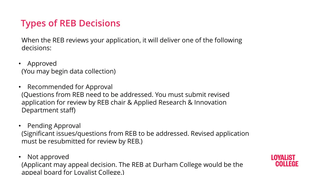 types of reb decisions