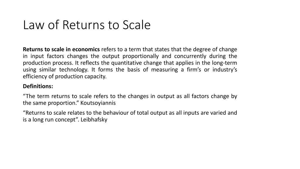 law of returns to scale