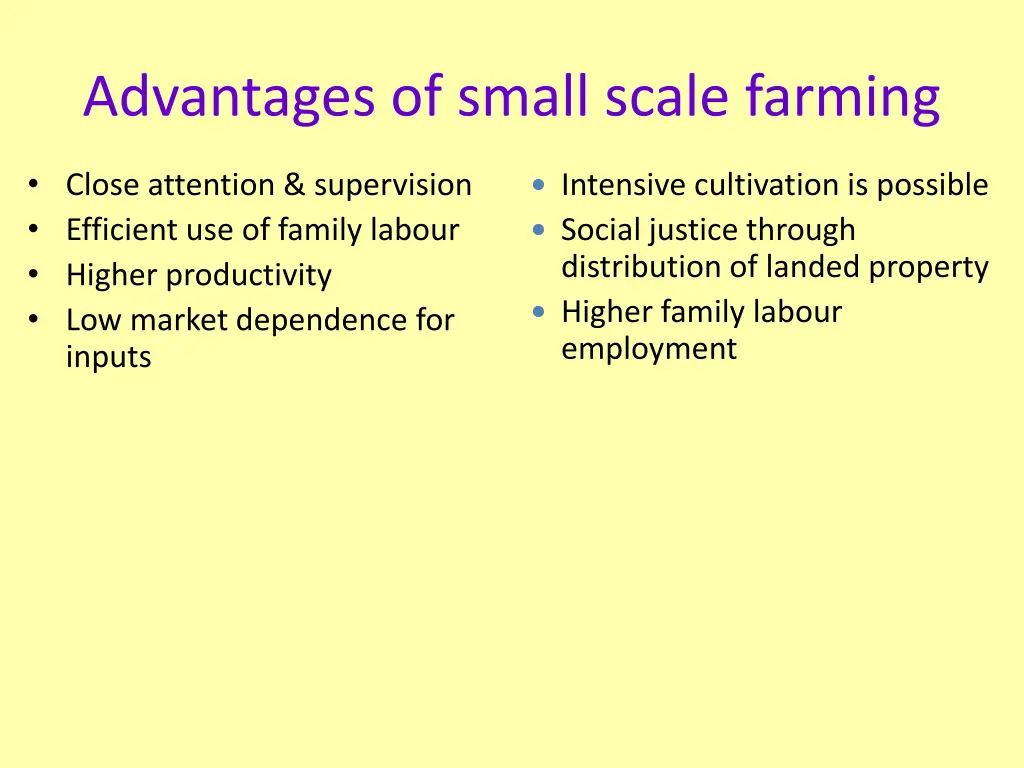 advantages of small scale farming