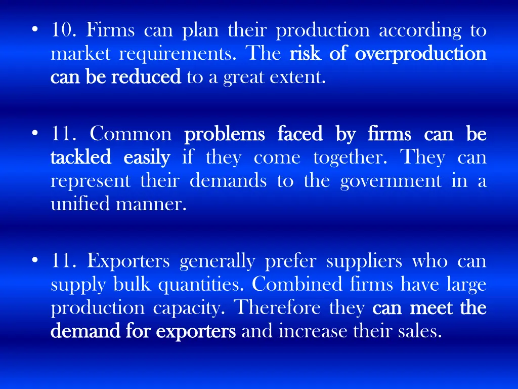 10 firms can plan their production according