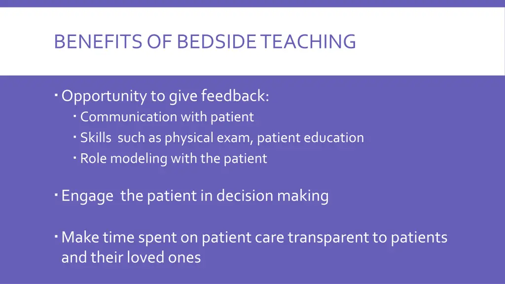 benefits of bedside teaching