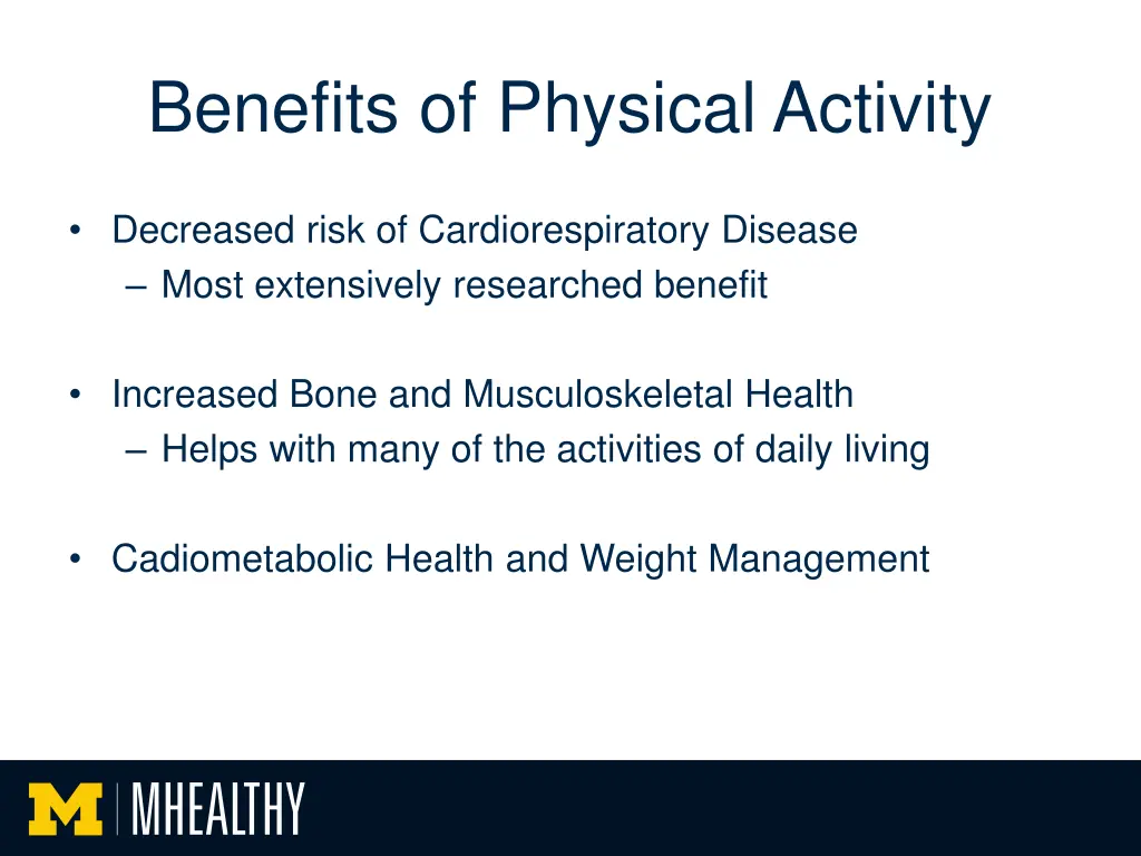 benefits of physical activity