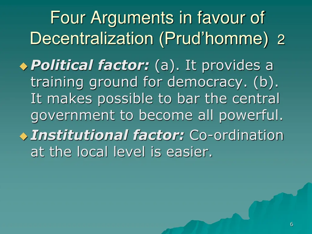 four arguments in favour of decentralization prud 1