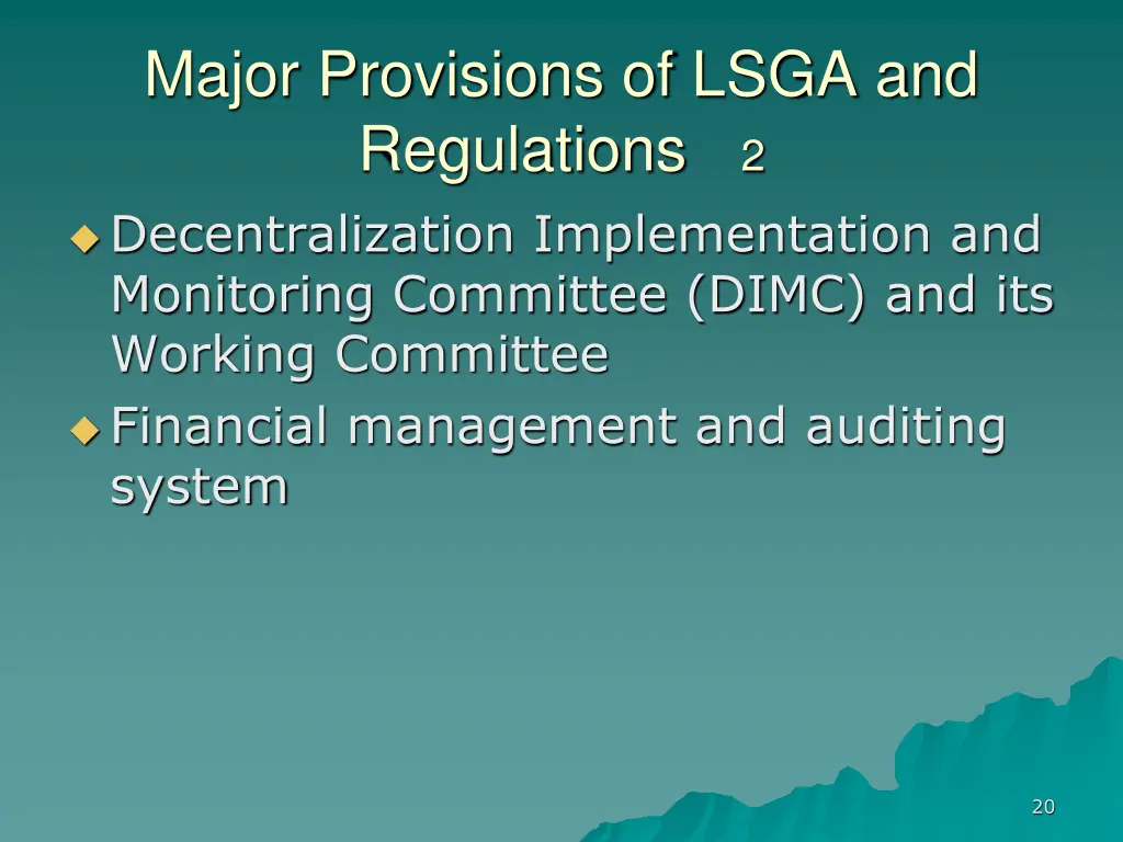 major provisions of lsga and regulations 1