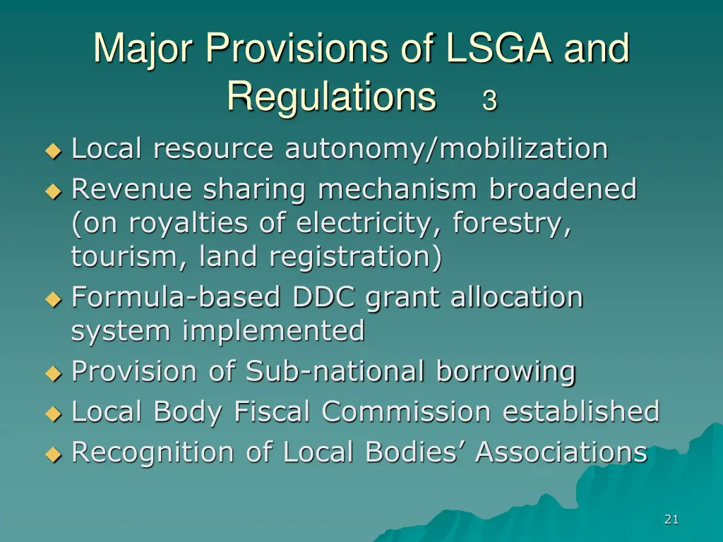 major provisions of lsga and regulations 3