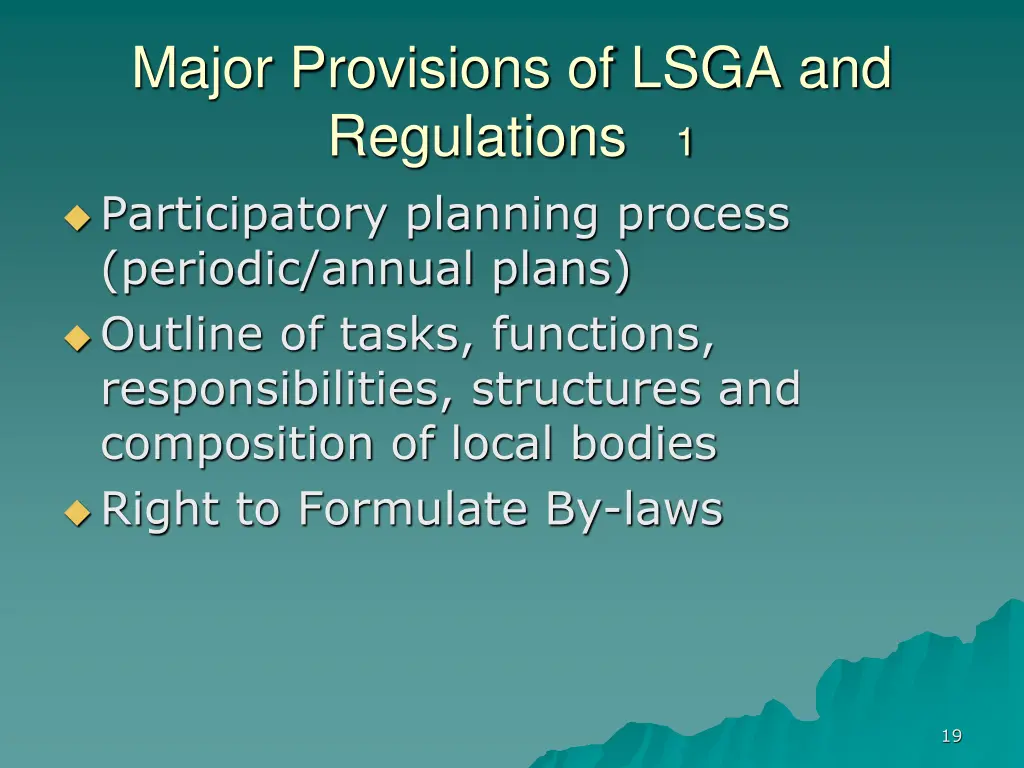 major provisions of lsga and regulations