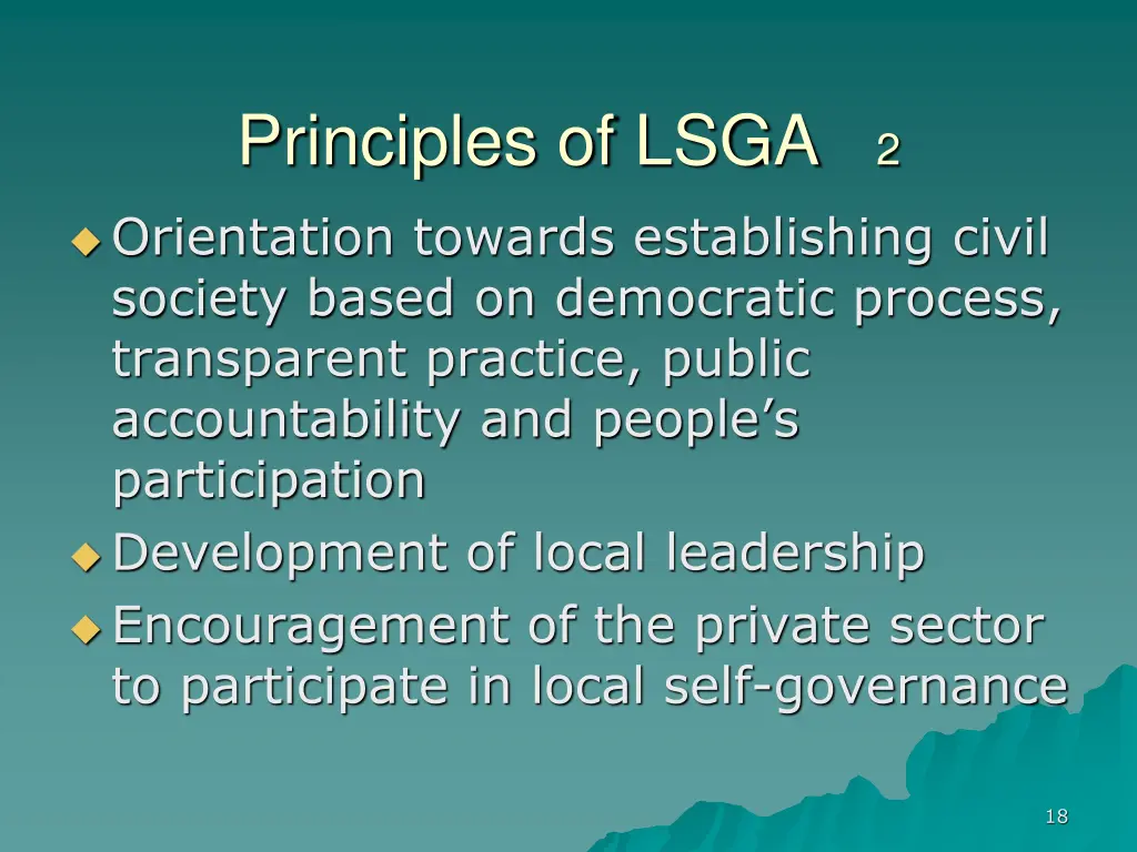 principles of lsga 2