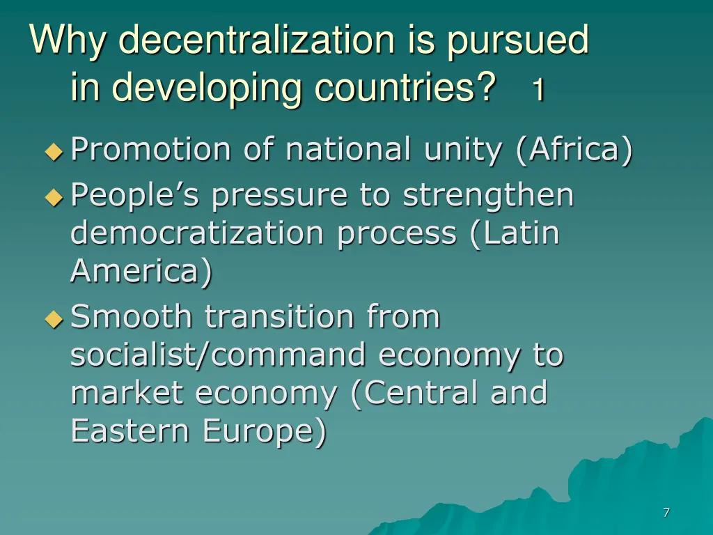 why decentralization is pursued in developing