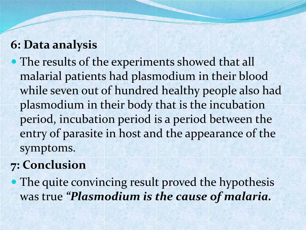 6 data analysis the results of the experiments