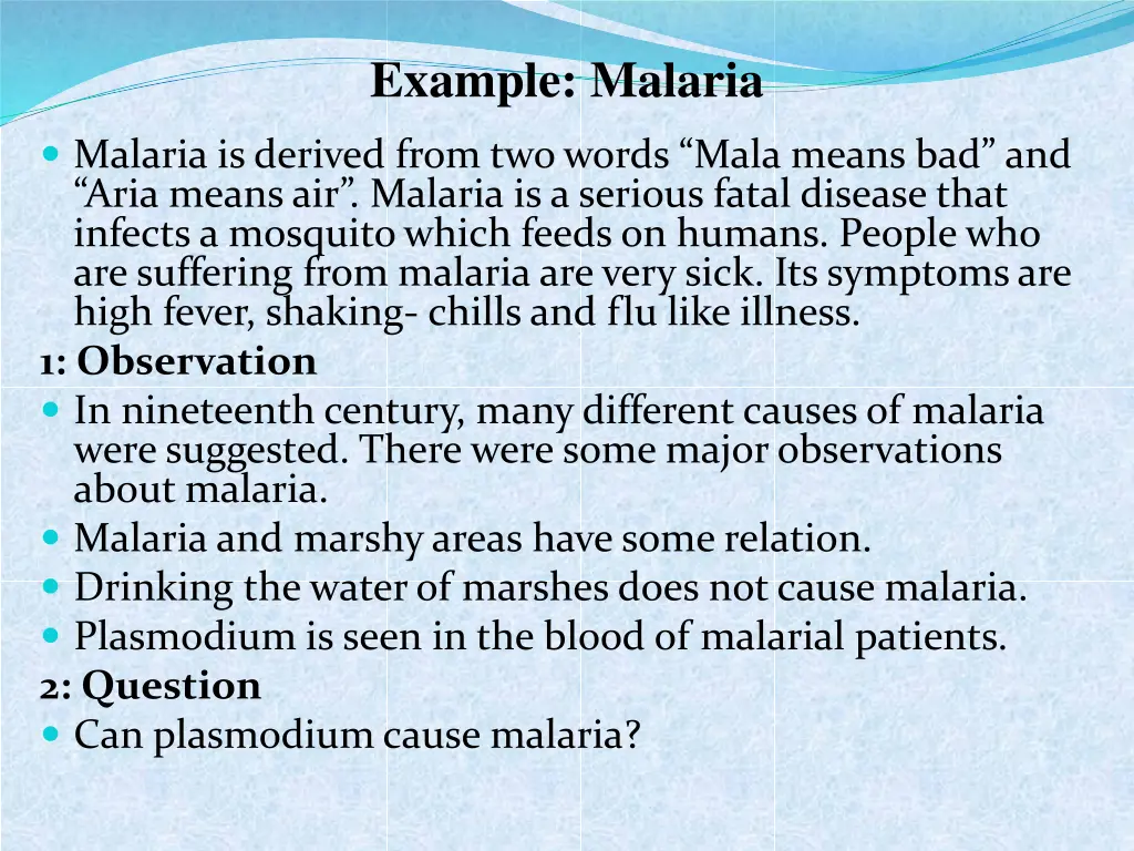 example malaria